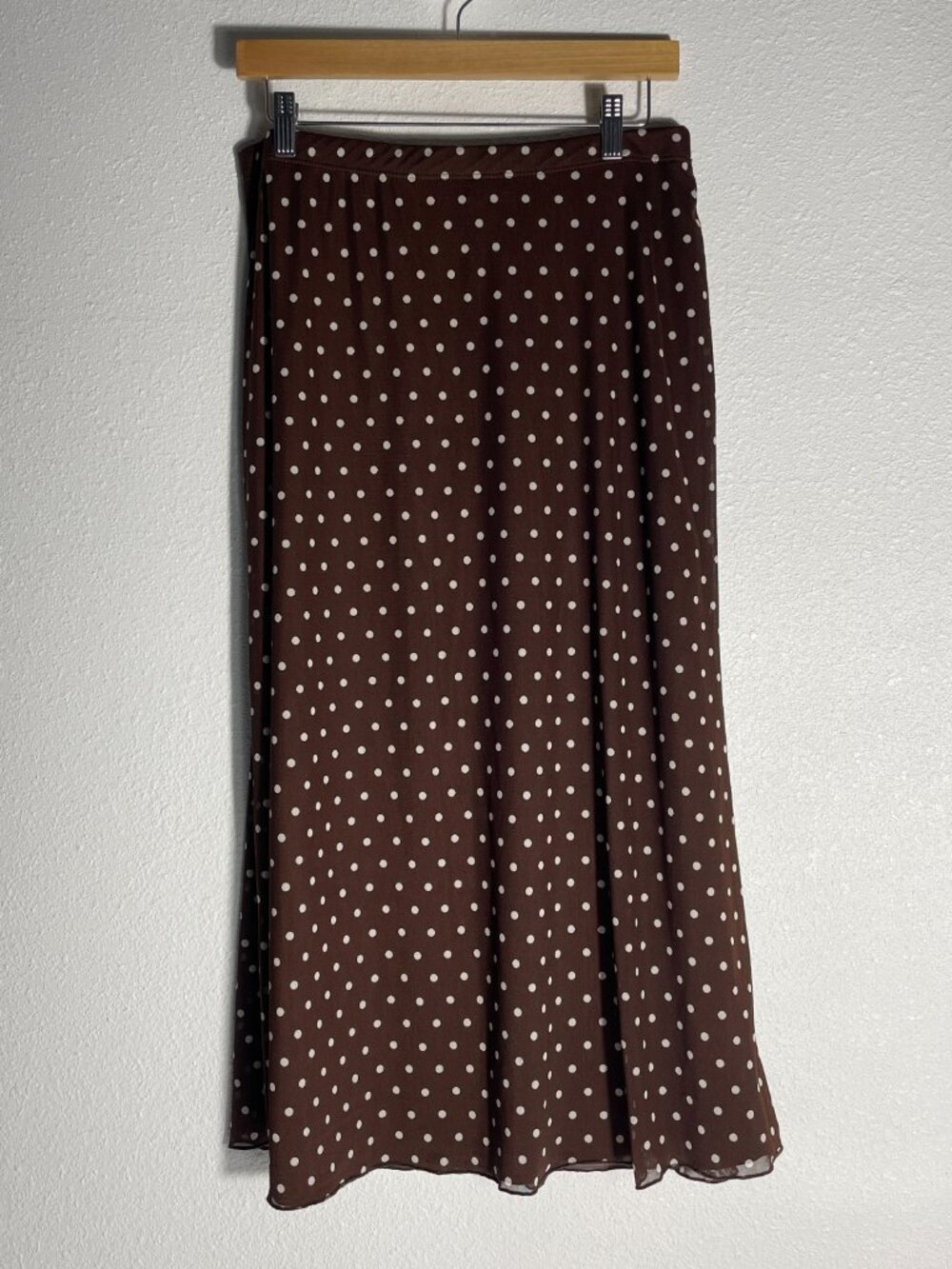 Women's Polka Dot Maxi Slip Skirt Brown Size L
